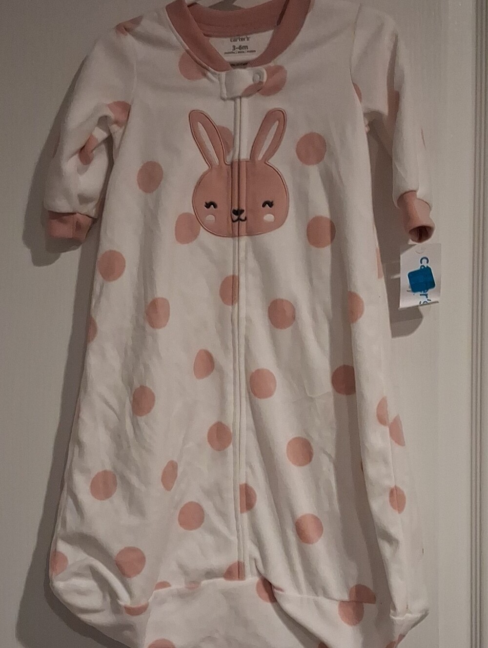 Carter's Baby Girl Cute Bunny Polka Dot Fleece Long Sleeve Sleep Sack White 3-6M